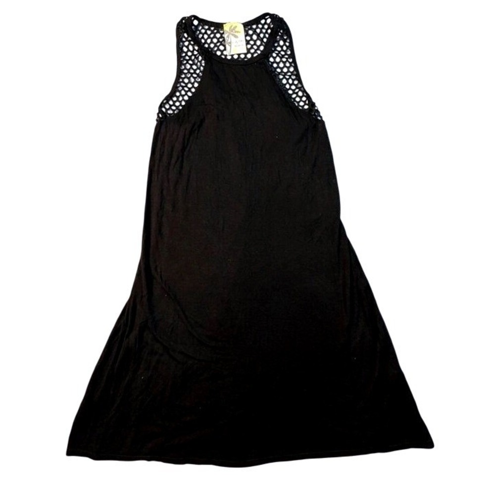 Lily Bleu Beach Cover Up Dress Womens M Black Mesh Racerback A-Line Mini